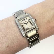 Thumbnail von Cartier Tank Française 20mm Quartz Steel 0.80TCW DIAMOND Watch </h1>