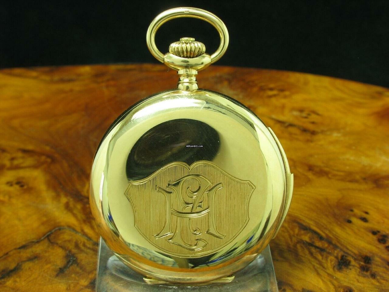 Thumbnail von Zenith Grand Prix Paris 14kt 585 Gold Savonette Taschenuhr Viertel-repetition </h1>