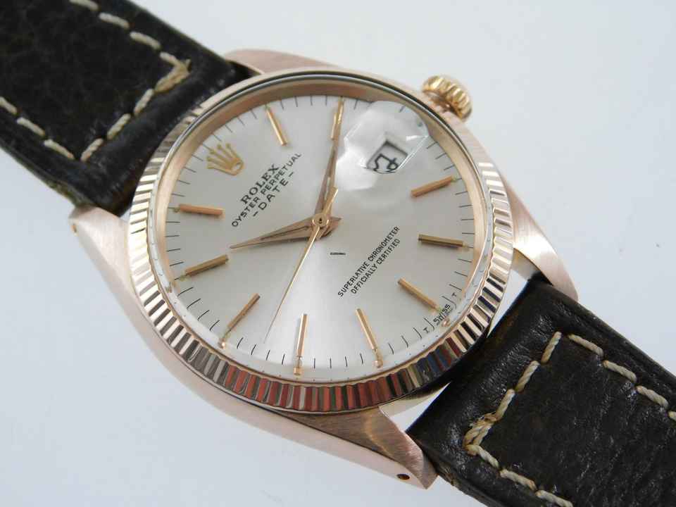  Rolex Oyster Perpetual Date 18 Karat Rosegold Date 34 mm Herrenuhr mit Caliber 1570 im TOP Zustand v 1967 </h1> 