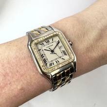 Thumbnail von Cartier Panthère Quartz Jumbo 29mm 2 Row Gold 0.55TCW DIAMOND Watch </h1>