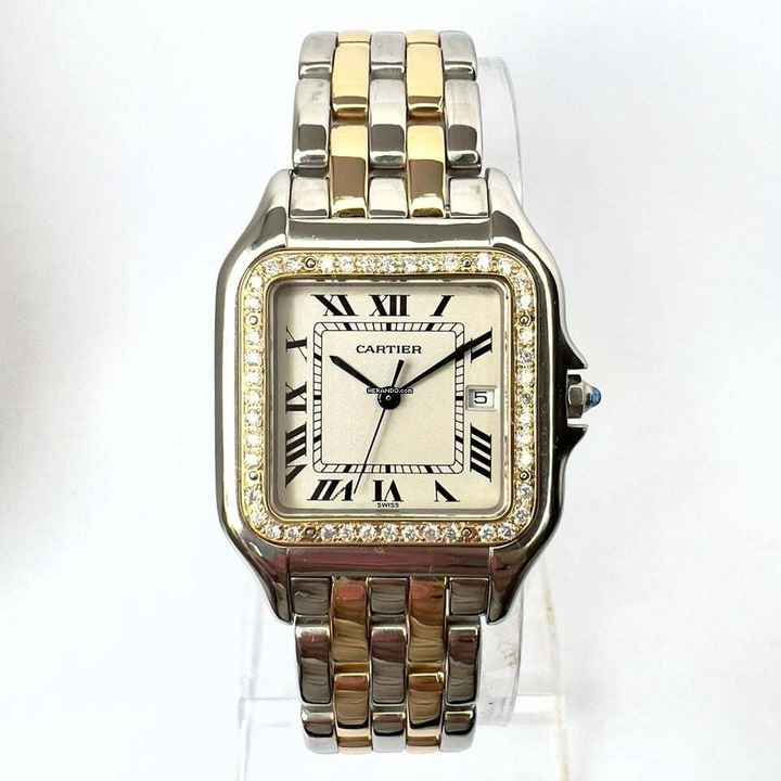  Cartier Panthère Quartz Jumbo 29mm 2 Row Gold 0.55TCW DIAMOND Watch </h1> 