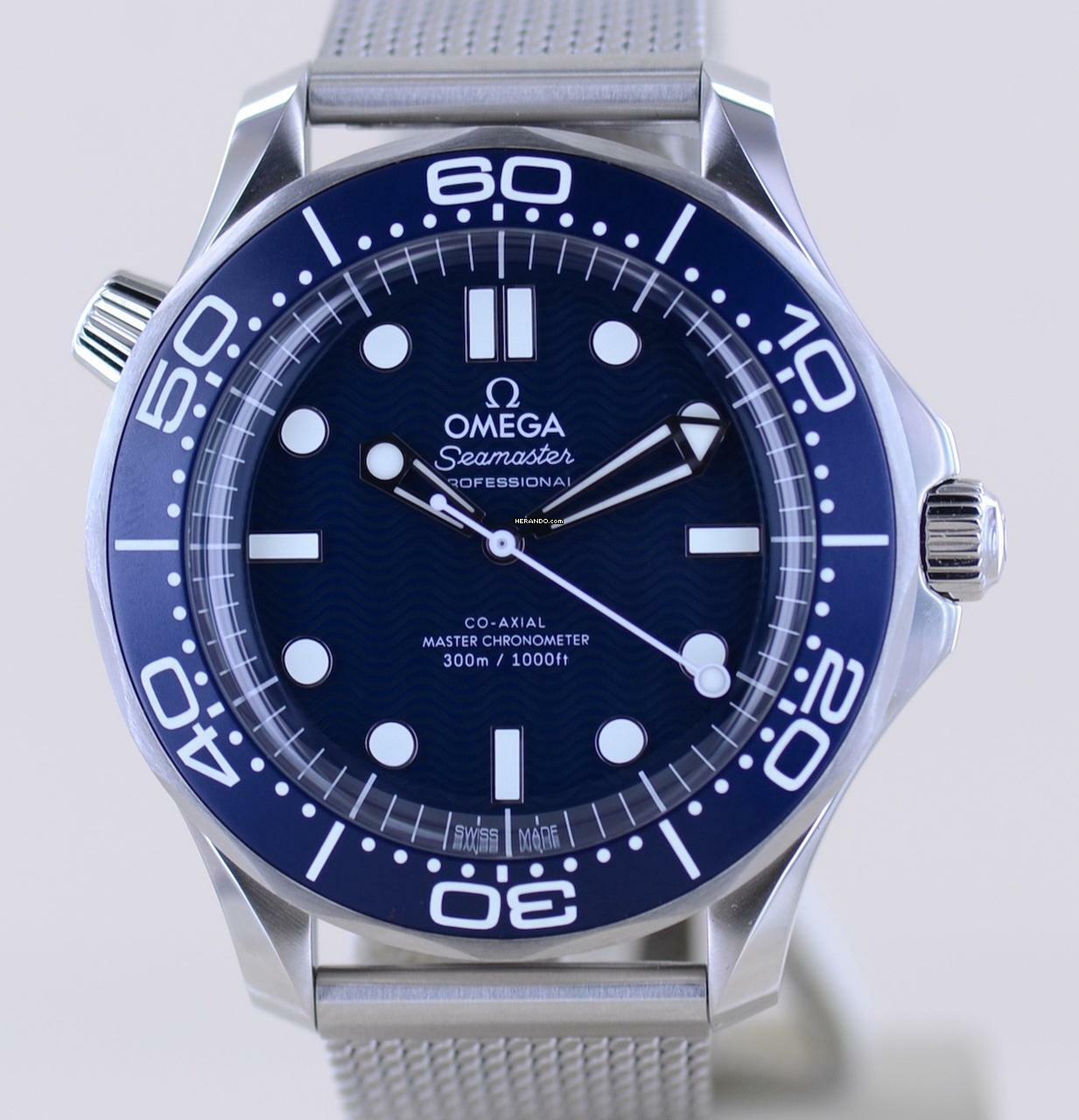  Omega Seamaster Diver 300 M 42 Blue Dial 60th Anniversary Bond 007 Edition Steel Top B+P </h1> 