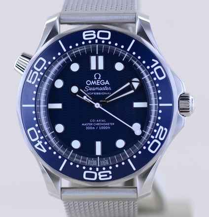  Omega Seamaster Diver 300 M 42 Blue Dial 60th Anniversary Bond 007 Edition Steel Top B+P </h1> 
