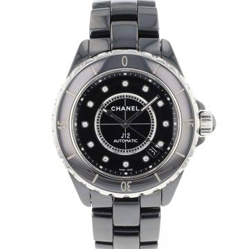  Chanel J12 Black Ceramique 38MM Black Diamond Dial </h1> 