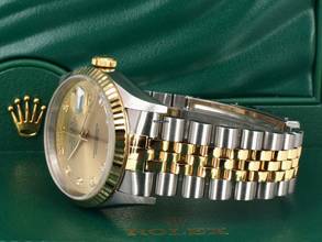 Thumbnail von Rolex Datejust 36 16233 Gold Dial With Big Diamonds - Full Set </h1>