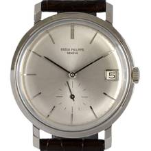 Thumbnail von Patek Philippe Calatrava Date 3445 Oversize silver dial white gold 18KT Automatic 1966's </h1>