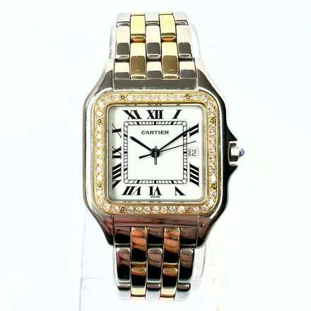  Cartier Panthère Quartz Jumbo 29mm 2 Row Gold 0.55TCW DIAMOND Watch </h1> 