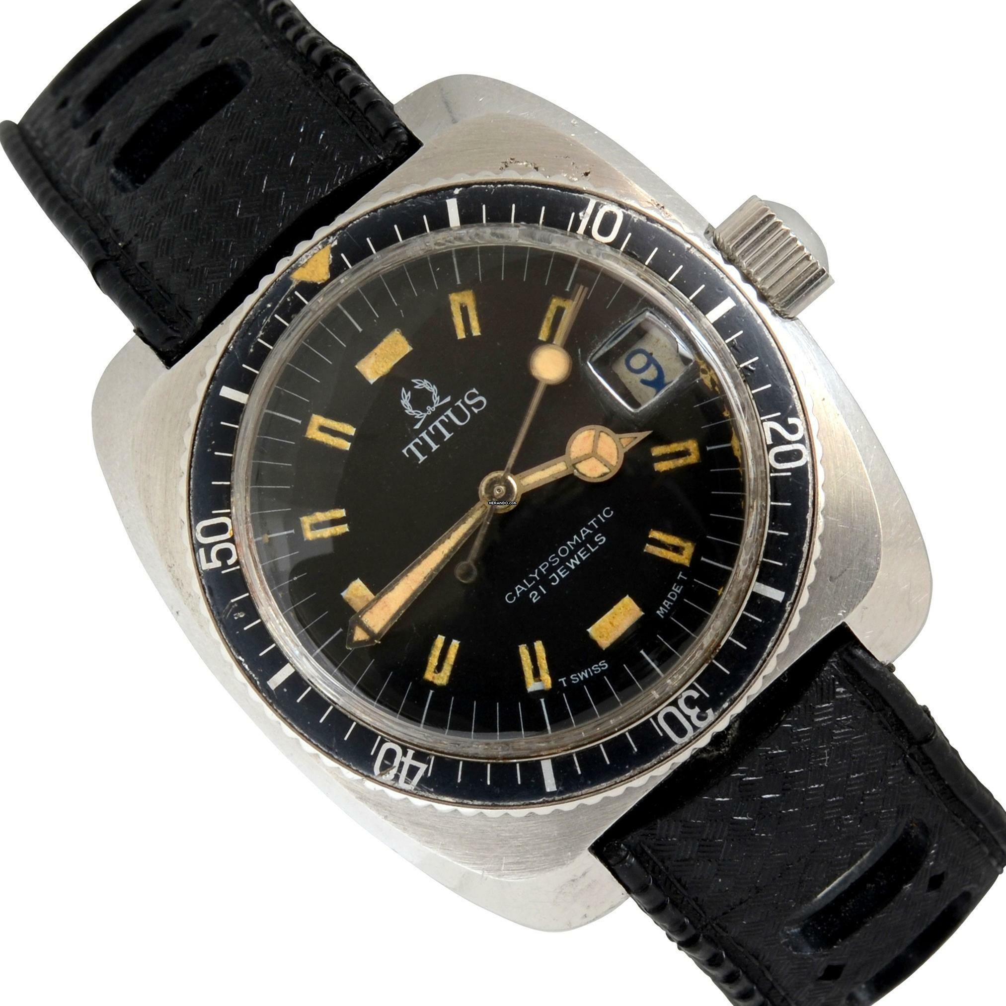 Titus Calypsomatic Diver Date 8375 Big Crown automatic 1967's </h1>