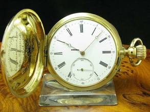 Thumbnail von 14kt 585 Gold Savonette Sprungdeckel Taschenuhr Viertel-repetition </h1>