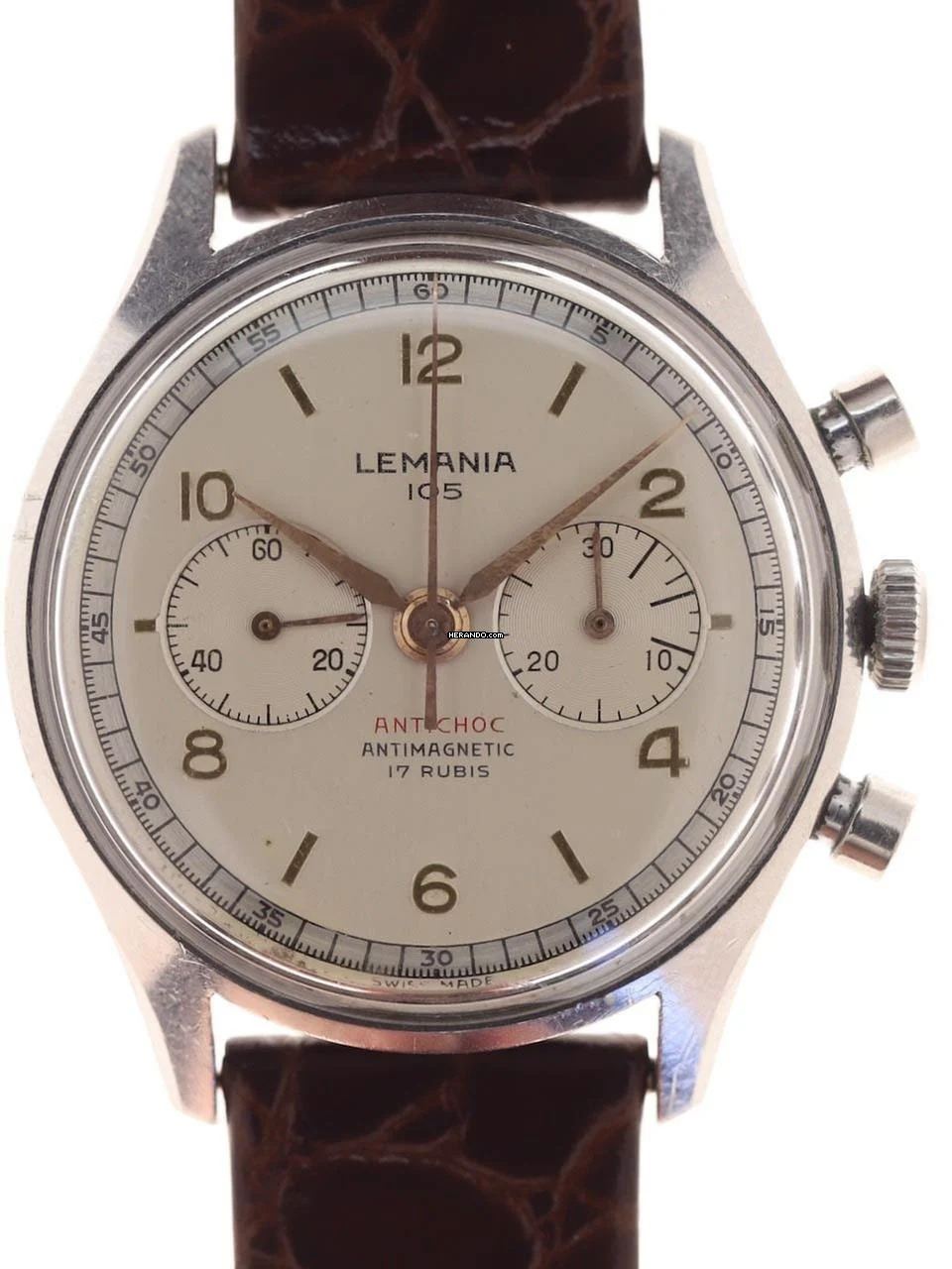 Lemania Gents Wristwatch Chronograph Antichoc Antimagnetic 17 Rubis 105 </h1>