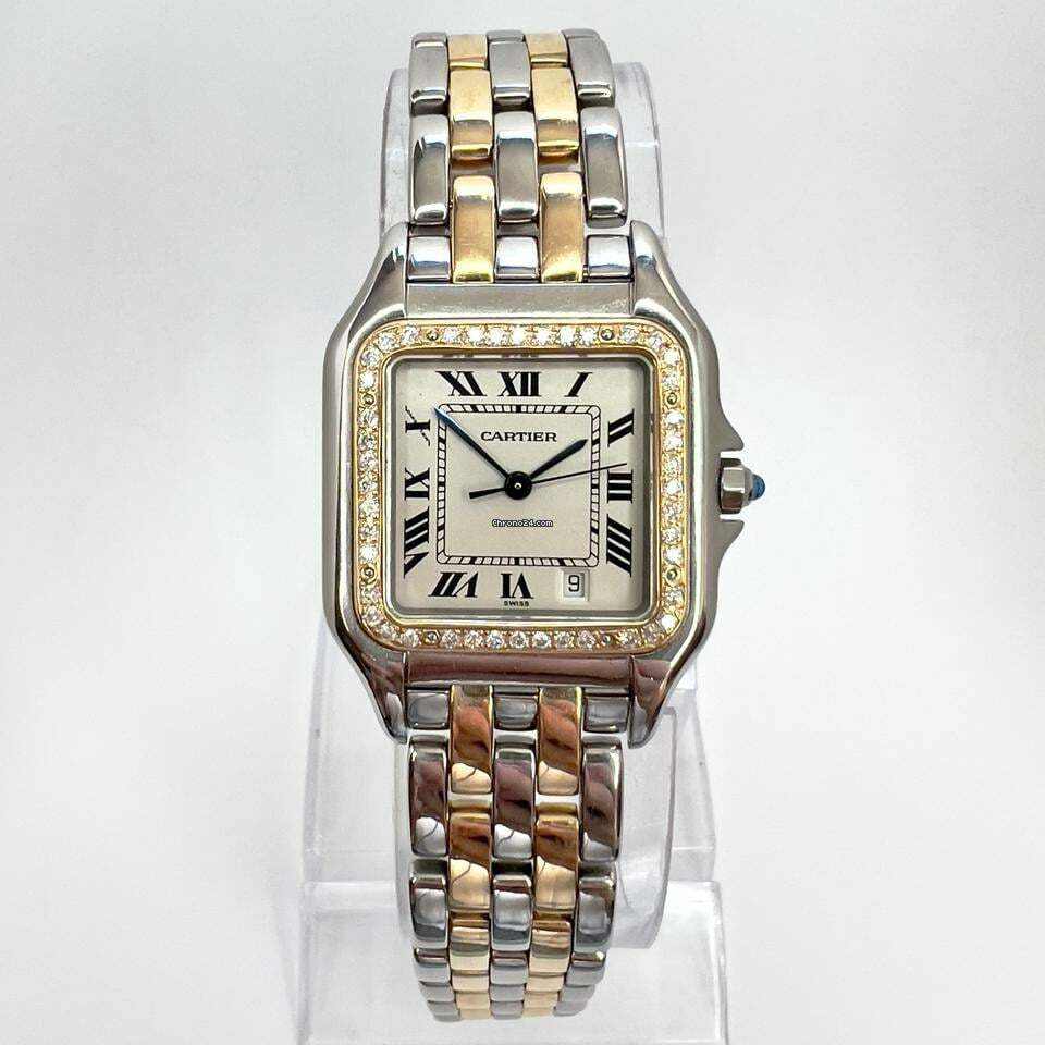 Cartier Panthère Quartz 27mm 2 Row Gold 0.48TCW DIAMOND Watch </h1>