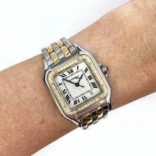 Thumbnail von Cartier Panthère Quartz 27mm 2 Row Gold 0.48TCW DIAMOND Watch </h1>