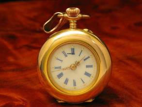 Thumbnail von 14kt 585 Gold Open Face Taschenuhr / Anhängeuhr / Edle Emaille Handarbeit </h1>