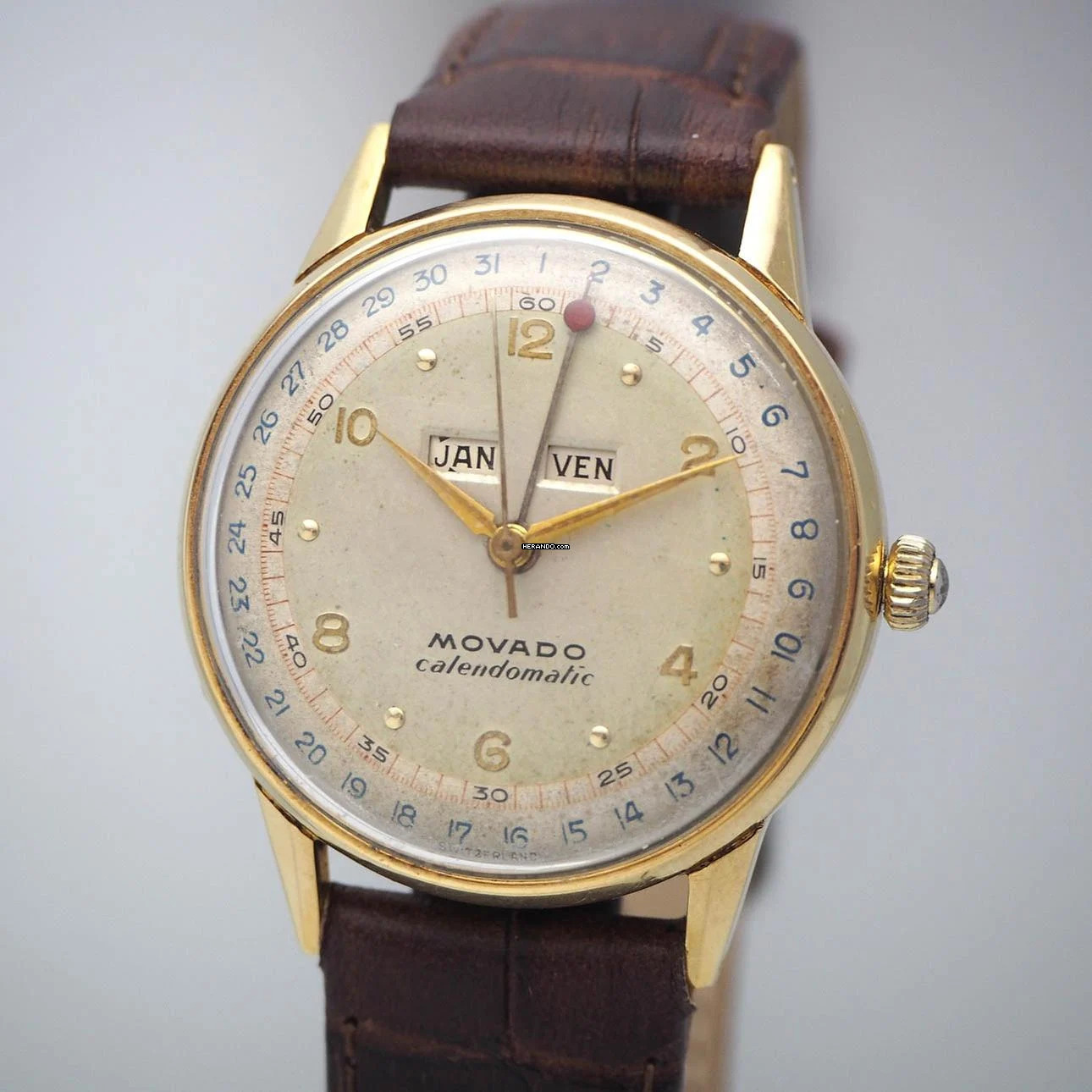  Movado Calendomatic Vintage Gold 18k/750 Hammer-Automatik 