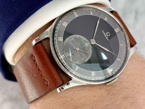  Omega Classic Oversize Jumbo Vintage 37mm Art Deco 30t2 ck 859 Black-Grey Two Tone Dial ck 859 