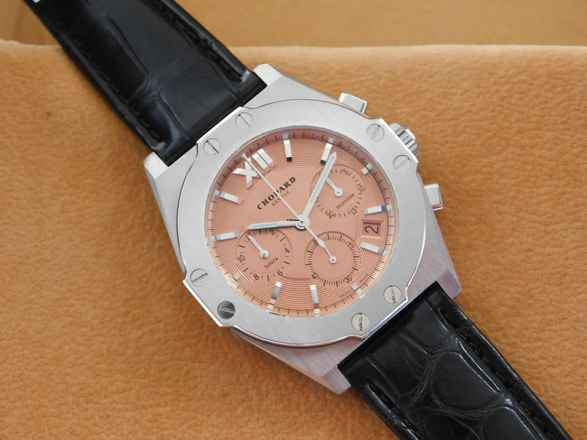  Chopard Alpine Eagle St Moritz Herrenuhr Lachsblatt mit Krokoband im Top Zustand 