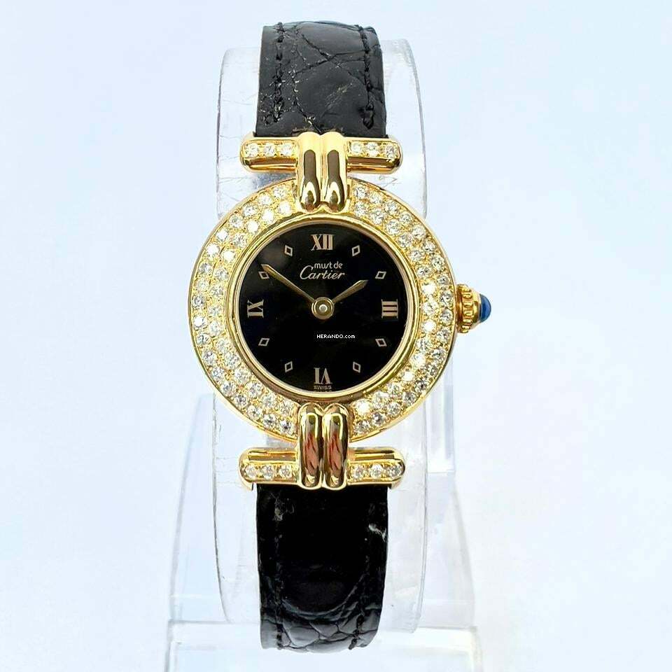 Cartier VERMEIL COLISÈE Quartz 24mm GP Silver 1.16TCW DIAMOND Watch </h1>
