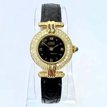  Cartier VERMEIL COLISÈE Quartz 24mm GP Silver 1.16TCW DIAMOND Watch </h1> 