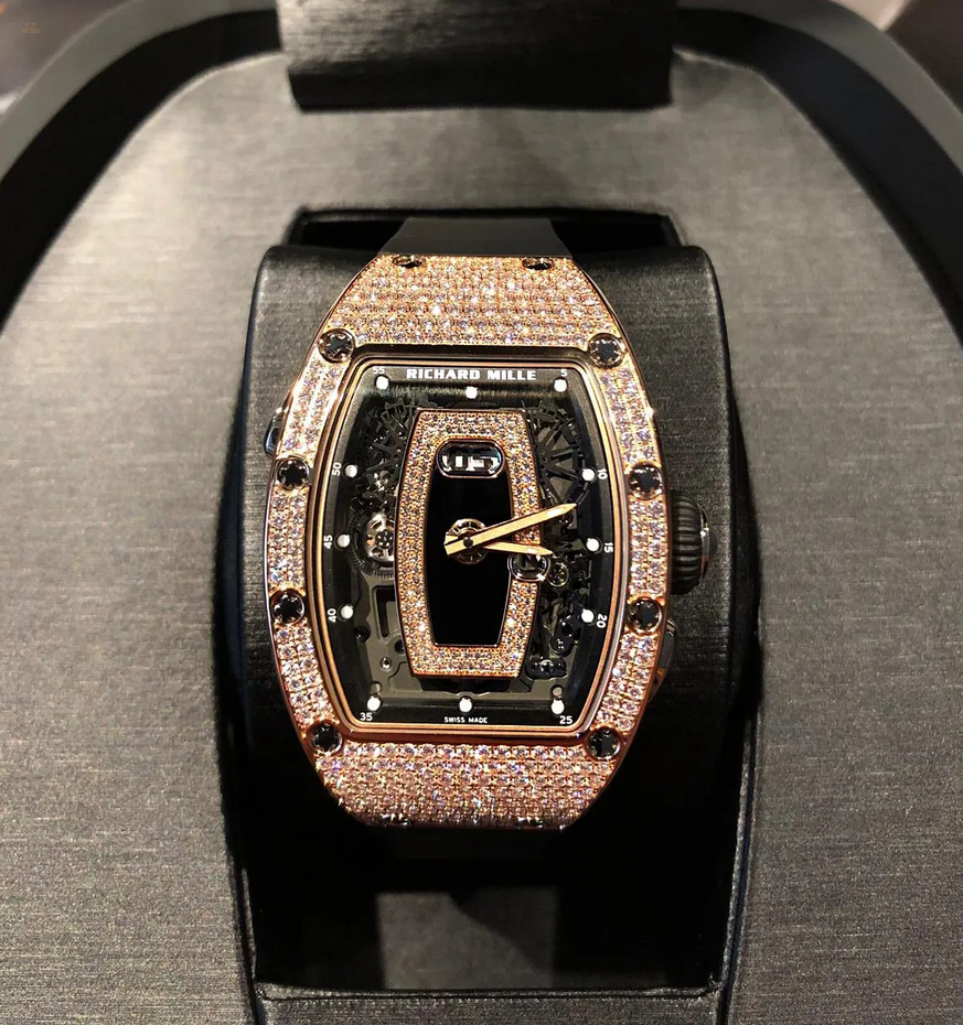 Richard Mille [NEW] RM 037 Rose Gold Ladies Full Pave Diamonds Automatic Watch 