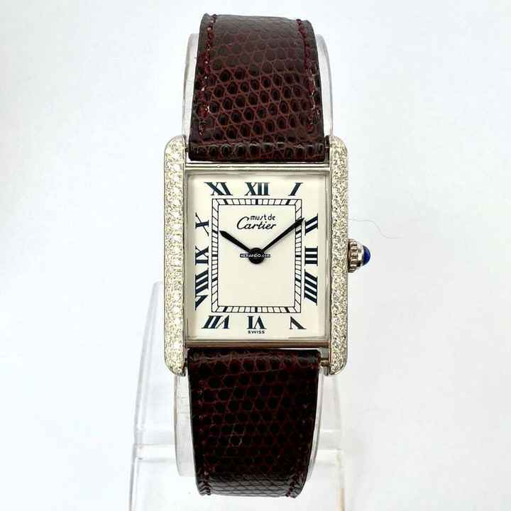 Cartier Tank Quartz 23mm Silver 0.67TCW Diamond Watch </h1> 