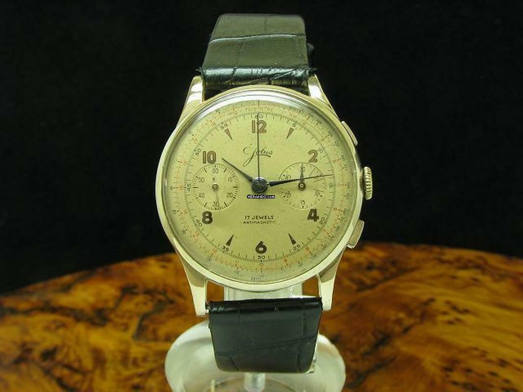 Jolus 18kt 750 Roségold Gold Handaufzug Chronograph Herrenuhr </h1>