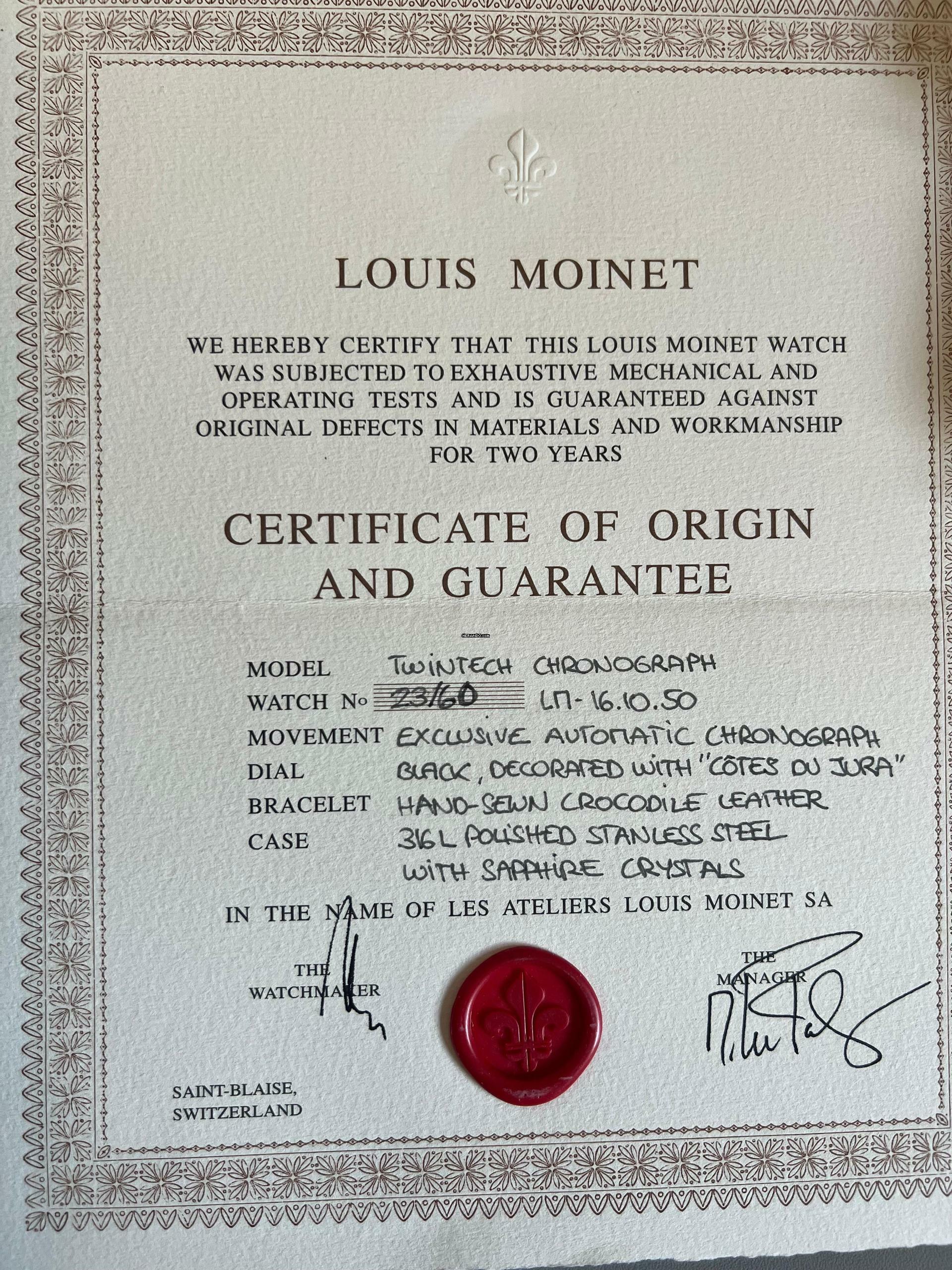 Thumbnail von Louis Moinet Twintech Chronograph No.23/60 limited Edition </h1>