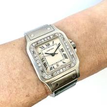 Thumbnail von Cartier Santos Galbée 29mm Quartz Steel 0.85TCW Diamond Watch NEW Model </h1>