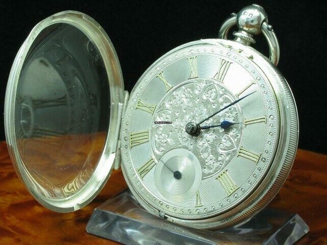 Thumbnail von John Fleckner 925 Silber Open Face Taschenuhr Schlüsselaufzug Durchmesser 52,3mm </h1>