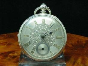 Thumbnail von John Fleckner 925 Silber Open Face Taschenuhr Schlüsselaufzug Durchmesser 52,3mm </h1>