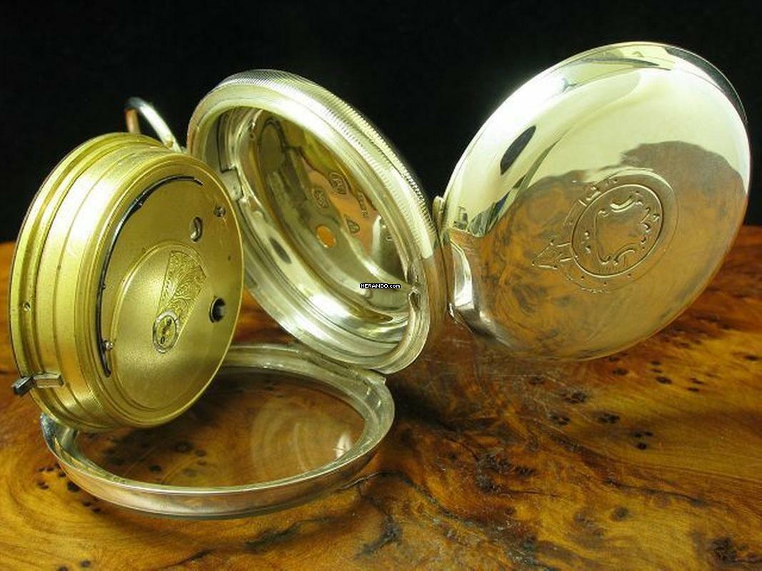 Thumbnail von Thomas Peter Hewitt 925 Sterling Silber Open Face Spindeltaschenuhr </h1>