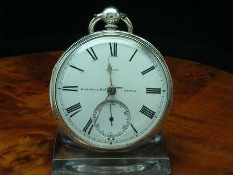  Russel & Co 925 Silber Open Face Taschenuhr Schlüsselaufzug </h1> 