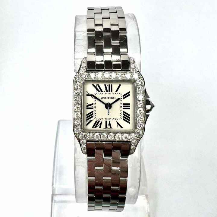  Cartier Santos Demoiselle 2698 Quartz 20mm Steel 1.10TCW Diamond Watch </h1> 