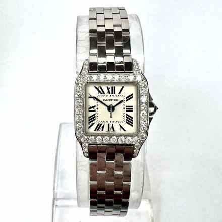  Cartier Santos Demoiselle 2698 Quartz 20mm Steel 1.10TCW Diamond Watch </h1> 