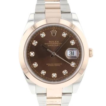  Rolex Datejust 41 Steel Everose Gold Choco Diamond Dial 