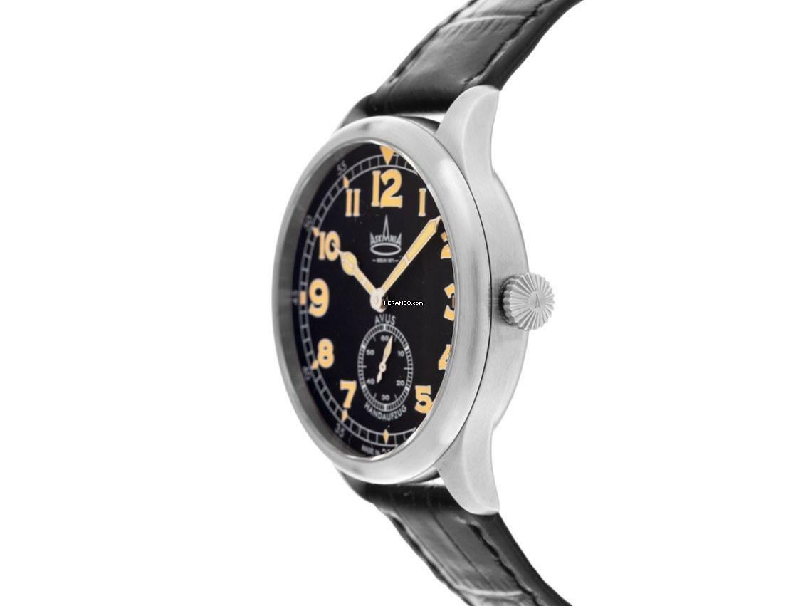 Thumbnail von Askania Avus Stahl Handaufzug Armband Leder 42mm Ref.AVU-3642 Box&Pap. Full Set Neu