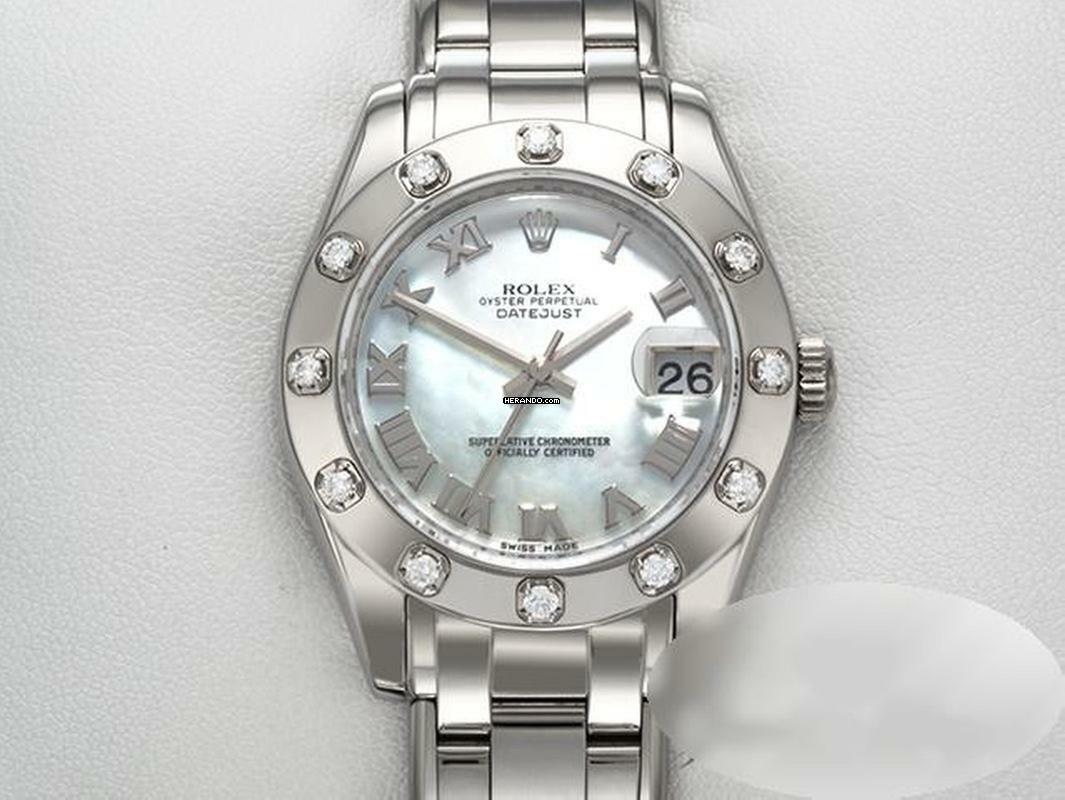  Rolex Lady-Datejust Pearlmaster 34 81319 2010 Weissgold 750 Perlmutt Diamanten Automatik 18kt White Gold Chronometer </h1> 
