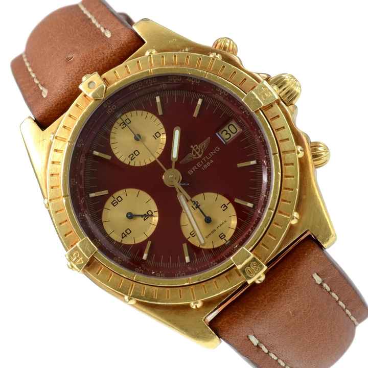  Breitling Chronomat 81950 Burgundy dial yellow gold 18KT 1980’s </h1> 