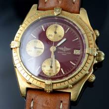 Thumbnail von Breitling Chronomat 81950 Burgundy dial yellow gold 18KT 1980’s </h1>
