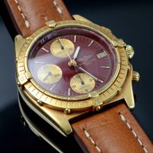 Thumbnail von Breitling Chronomat 81950 Burgundy dial yellow gold 18KT 1980’s </h1>