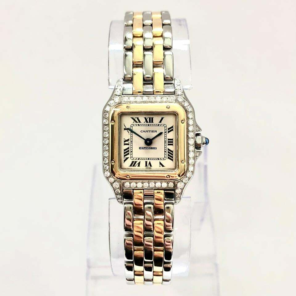 Cartier Panthère Quartz 23mm 2 Row Gold 0.54TCW Diamond Watch </h1>