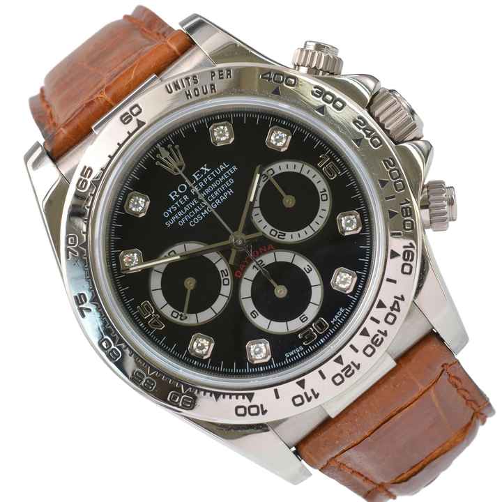  Rolex Daytona 16519 Factory black diamonds dial white gold 18KT Full Set 1999 
