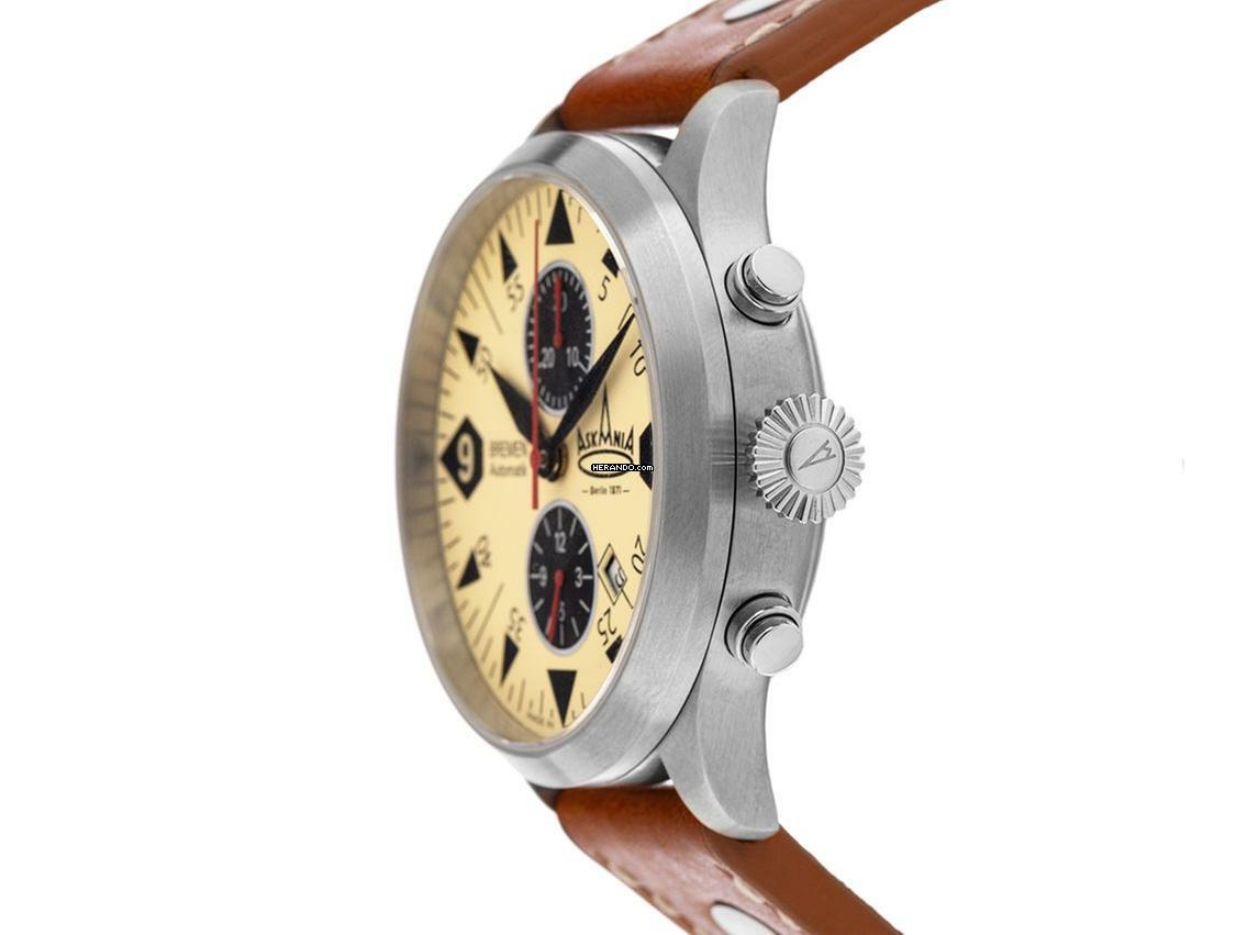 Thumbnail von Askania Bremen Stahl Automatik Armband Leder 43mm Ref.BRE-4401 Box&Pap. Full Set Neu