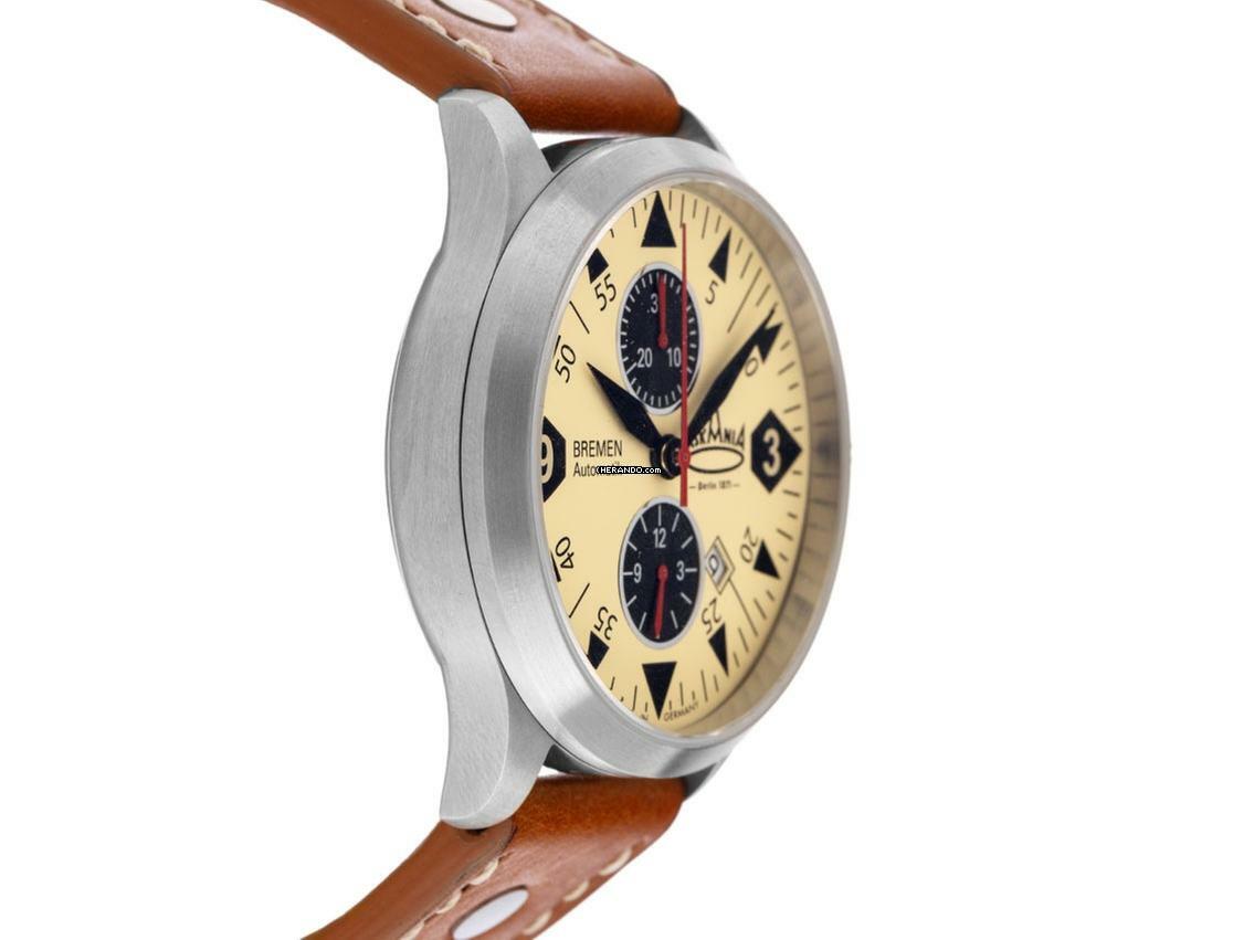 Thumbnail von Askania Bremen Stahl Automatik Armband Leder 43mm Ref.BRE-4401 Box&Pap. Full Set Neu