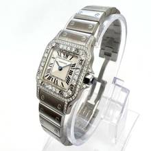 Thumbnail von Cartier Santos Galbée Quartz 24mm Steel 1.06TCW DIAMOND Watch NEW Model </h1>