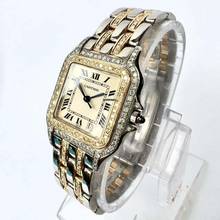 Thumbnail von Cartier Panthère 27mm 2 Row Gold Quartz 3.7TCW DIAMOND Watch </h1>