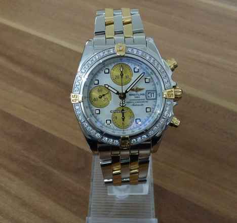  Breitling Chrono Cockpit Stahl / 18k Gold MOP und Diamanten </h1> 