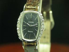 Thumbnail von Omega Genève 18kt 750 Weißgold Handaufzug Damenuhr + Diamant Besatz Kaliber 484 </h1>