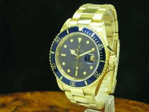 Thumbnail von Rolex Submariner Date 18kt Gold Herrenuhr / Fullset 1991 / Purple Dial / 16618 </h1>