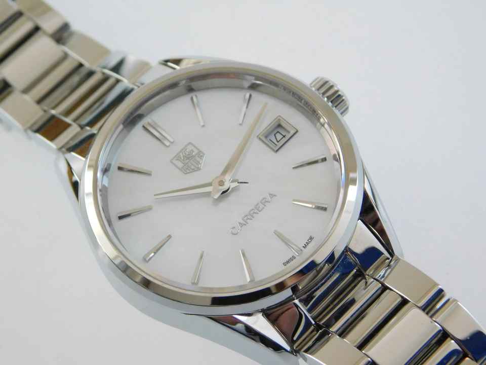  TAG Heuer Carrera Lady 32 mm Stahl mit Stahlband und Perlmutt Zifferblatt </h1> 