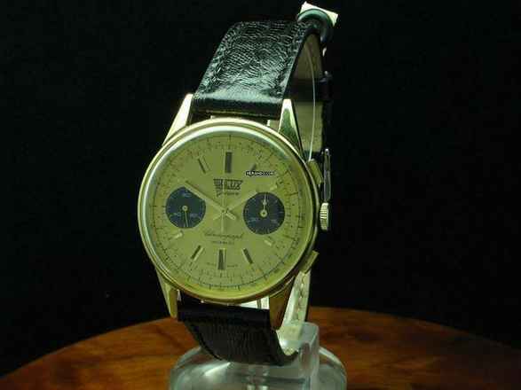  Walux Geneve Gold Mantel / Edelstahl Handaufzug Chronograph Herrenuhr </h1> 